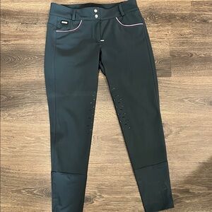 Women's Black Riding Breeches with Pink Trim